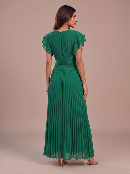 Gloria | Vestido Largo Plisado de Invitada - Verde
