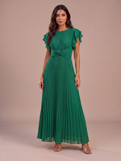 Gloria | Vestido Largo Plisado de Invitada - Verde